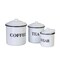 Creative Design Set of 3 White and Black Glossy Coffee Canisters 6"